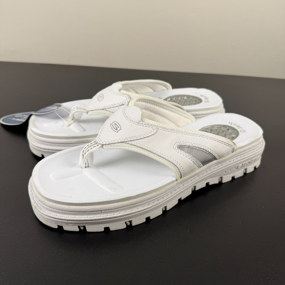 Skechers G-Tech Thong Sandals Women's 10 White Comfort Platform Flip Flops Y2K - Picture 8 of 16